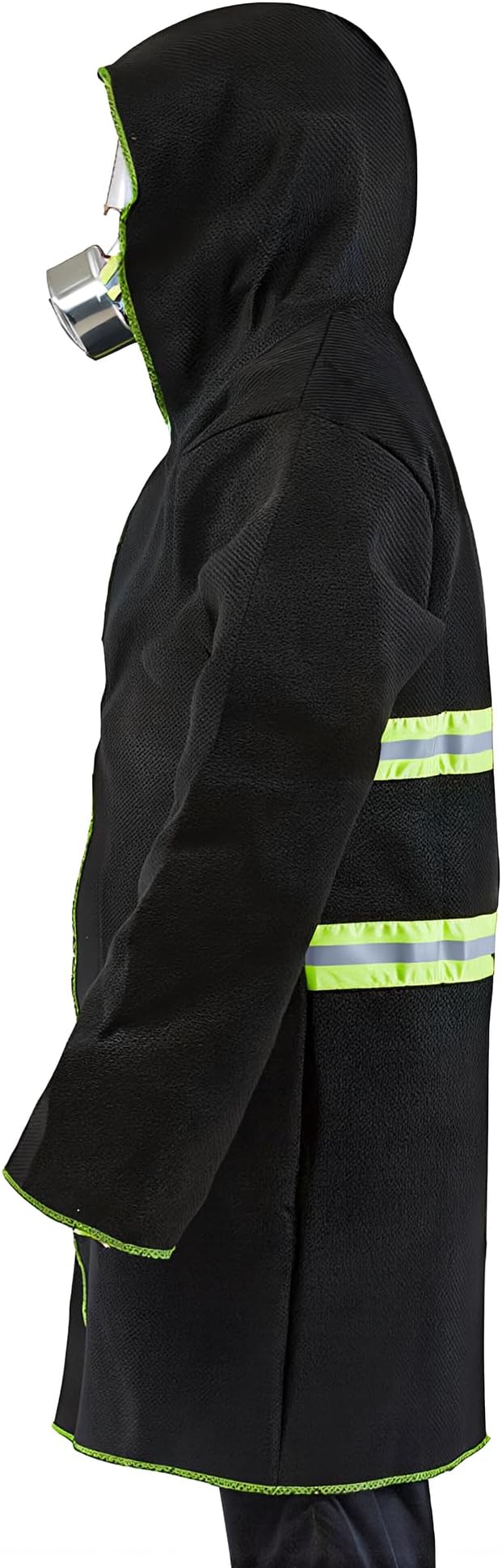 防火服 高密度炭素繊維製 １０００℃耐熱 難燃断熱 全身カバー ロング丈 マジックテープ式 反射テープ付き ＳＧＳ認証取得 耐摩耗 再利用可能 家庭用防災 火事脱出用