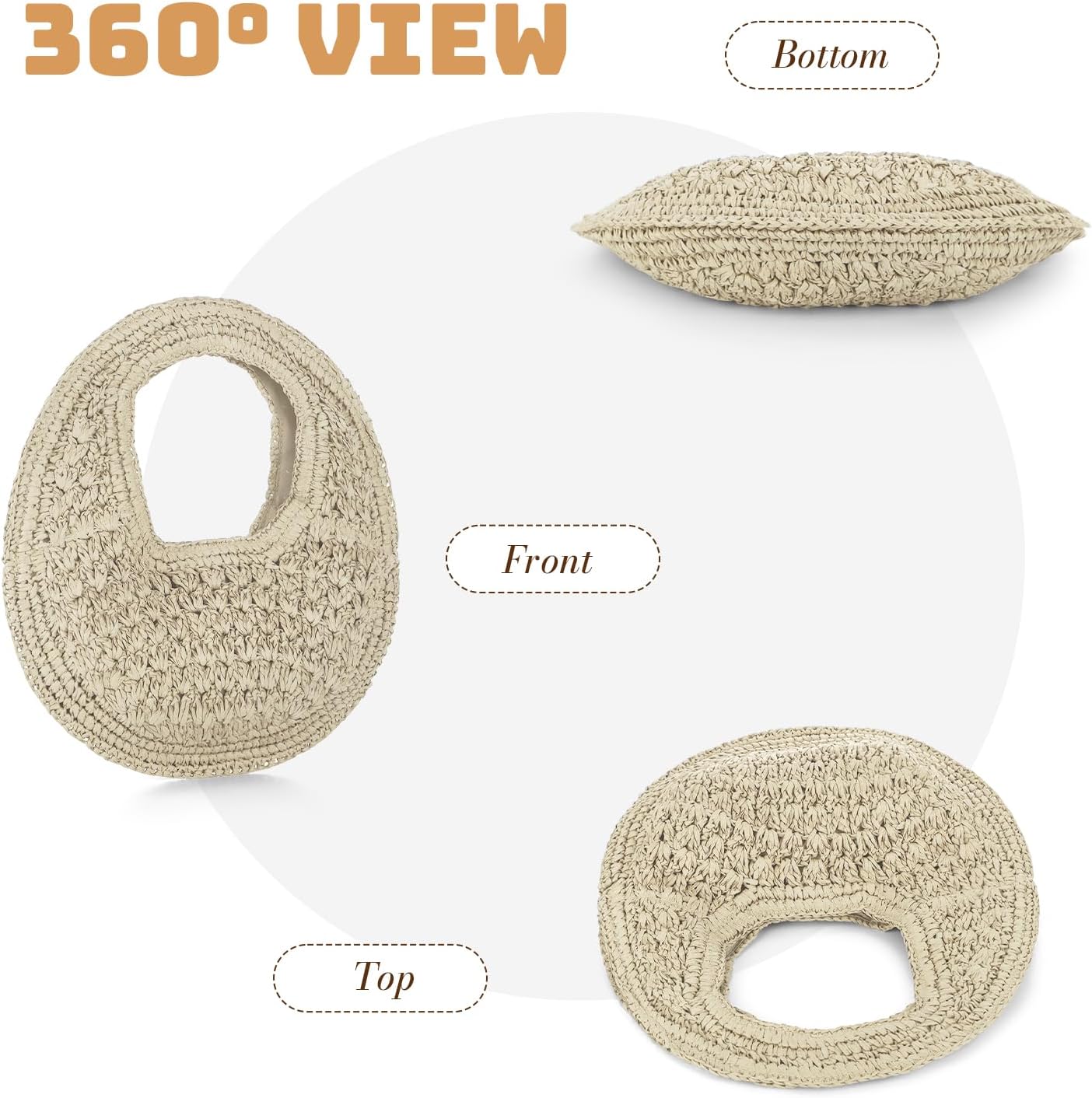 GOKTOW Women Straw Clutch Bag Crescent Summer Beach Purse Soft Faux Straw Tote Handbags 2026 Woven Hobo Bag
