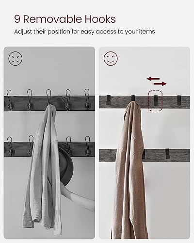 Miniatura 6 de VASAGLE UHSR040B04 Perchero de pasillo con banco de zapatos para entrada, muebles de acento industrial con montura de acero, diseño 3 en 1, fácil