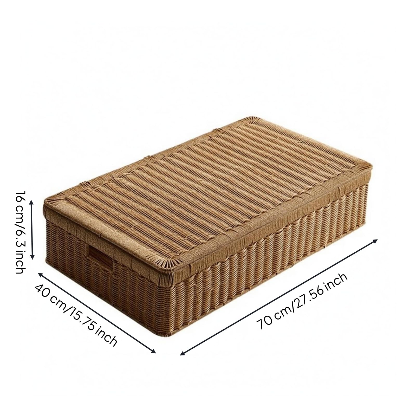 Organizer sotto Letto con Coperchio Plastica Intrecciata Scatola Portaoggetti Sottoletto Salvaspazio Contenitore Basso con Coperchio per Spazi, 70x35x15.5 CM