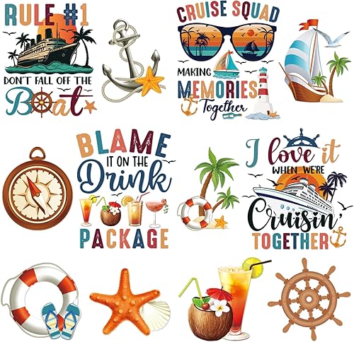 Miniatura 10 de Dazoratix Imanes decorativos para puerta de crucero, 7 calcomanías magnéticas retro de viaje de amigos, barco, cabina, navegación marina, ancla