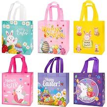 CSYY Easter Tote Bags, 6 PCS Reusable Non-Woven Waterproof Easter Bags for Holiday Favors, Kids 22 x 23 x 11 cm