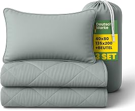 Bestlivings Travel Bed Set 2-Piece Sage (135 x 200 cm / 40 x 80 cm) | Washable up to 60 °C