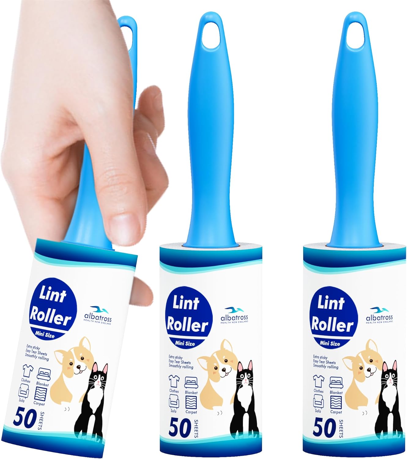 Mini Lint Roller for Travel 3 Pack, 150 Sheets Small Sized