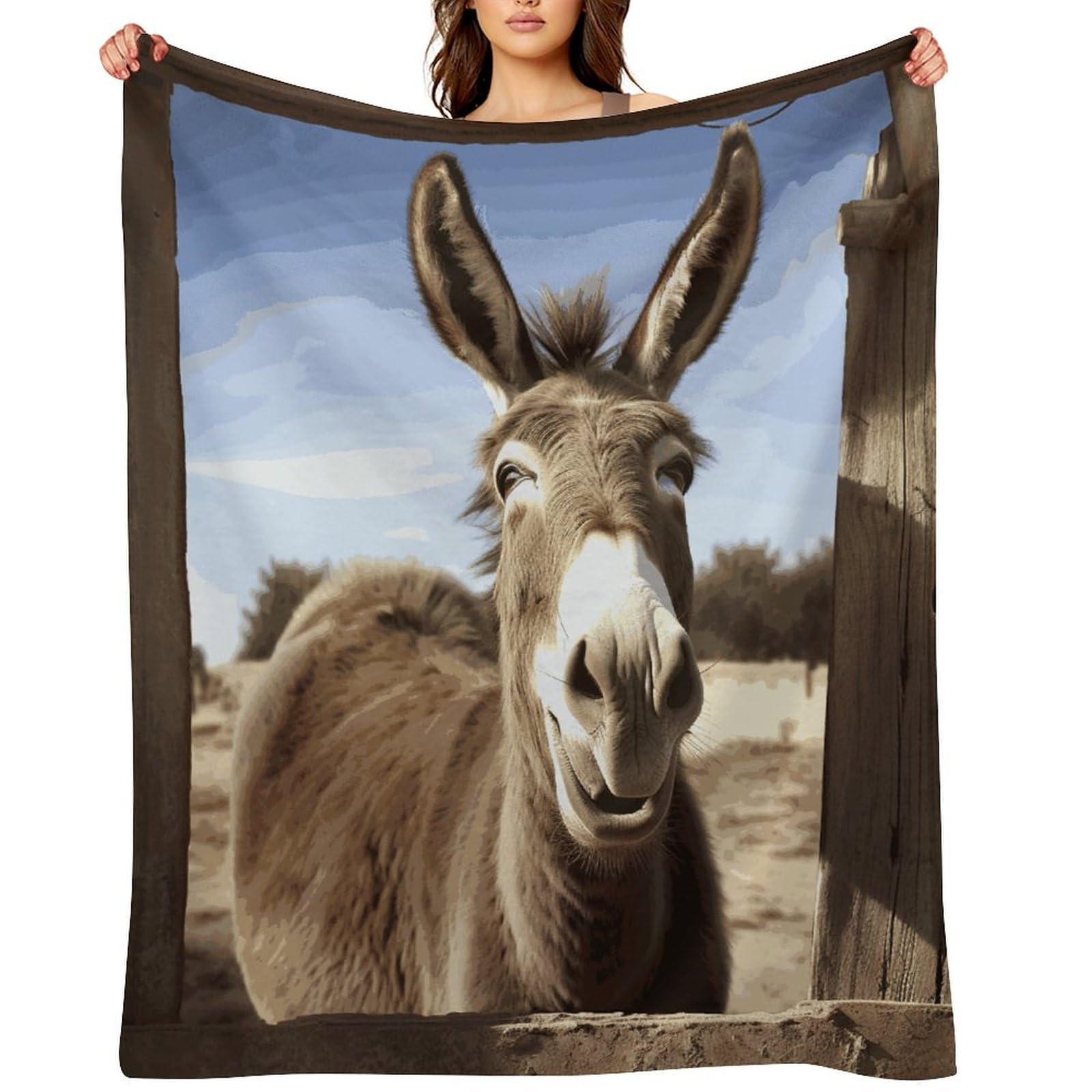 Funny Donkey Blankets Exquisite Luxury Flannel Throw Blanket Anti-Fading Thick Blanket for Sofa&Bed Blankets Ultra-Soft Bath Towels for Adult 40"x50"