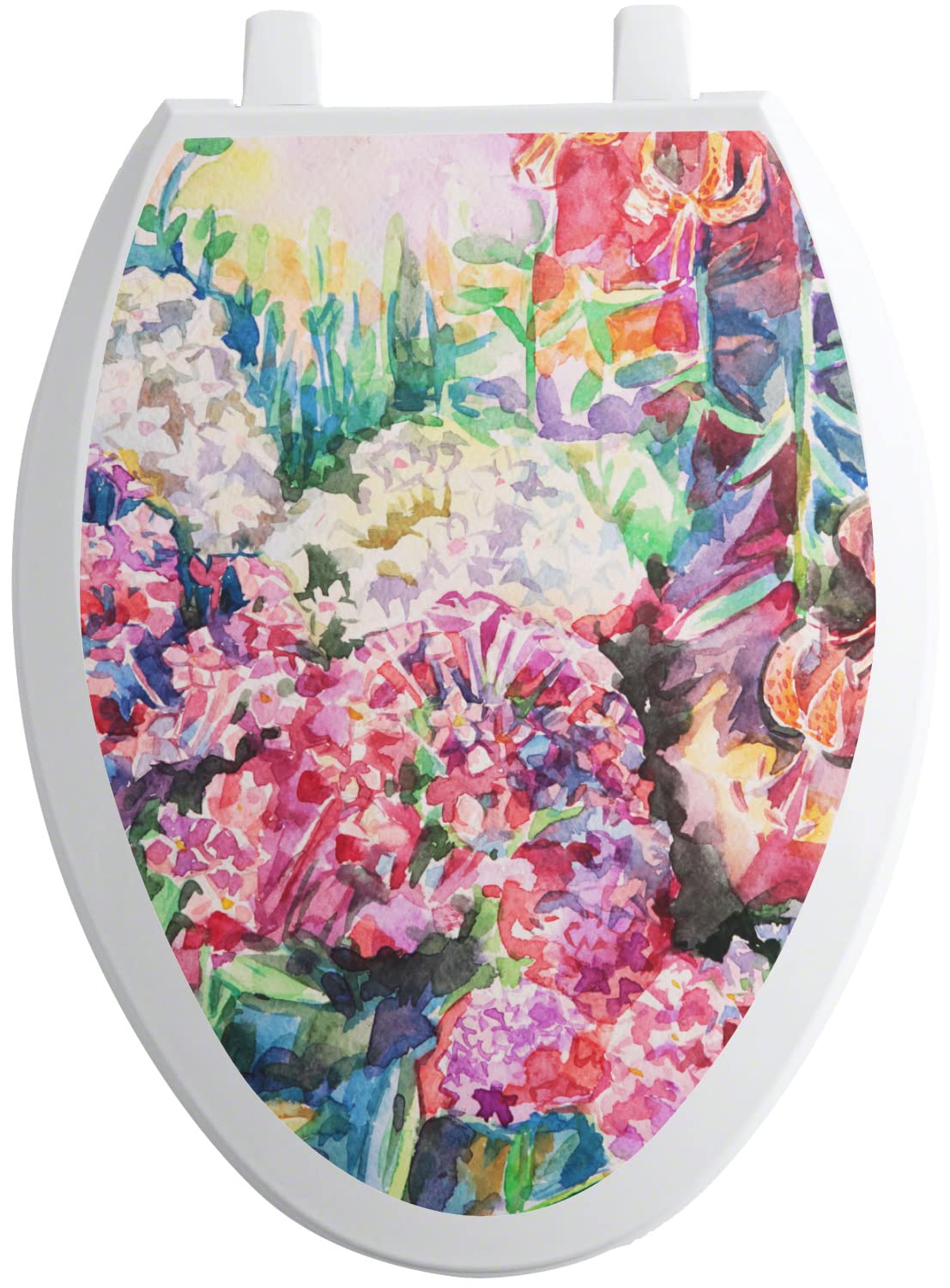 Watercolor Floral Toilet Seat Decal - Elongated