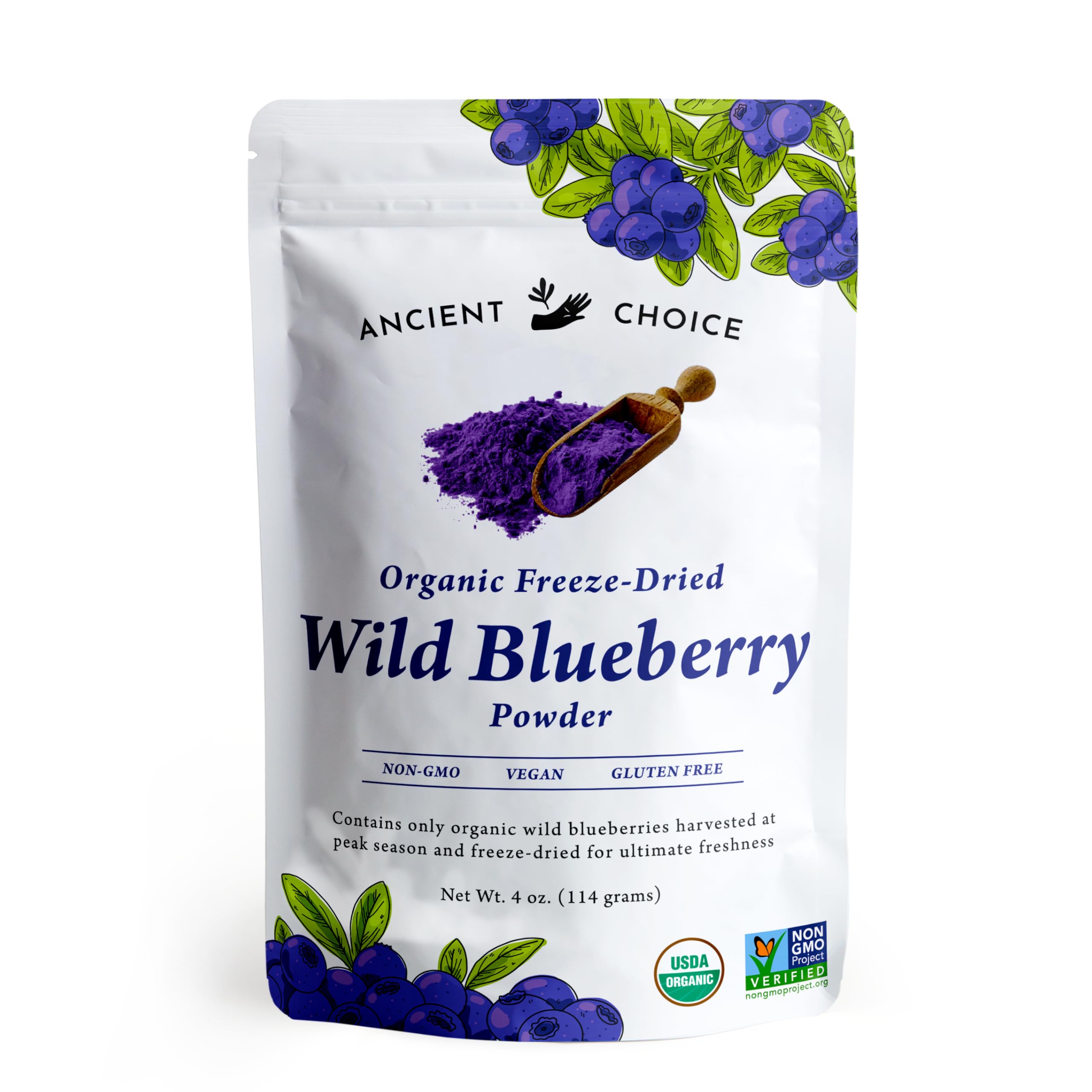 Wild Blueberry Powder (4 Ounces) | USDA Organic | Freeze Dried | Non-GMO | Sourced from Pristine Countryside | Vegan Superfood | Vegetarian | Smoothie | Baking | Fiber | Prebiotic
