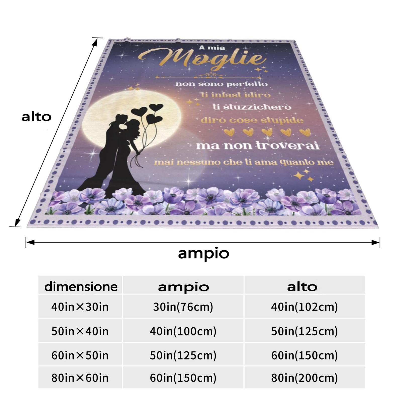 Coperta Regalo Personalizzata 'To My Wife' – Morbida Flanella In Microfibra 127x152 Cm – Leggera E Soffice, Per Divano, Letto, Viaggi – Regalo Per Moglie, Compleanno, Anniversario
