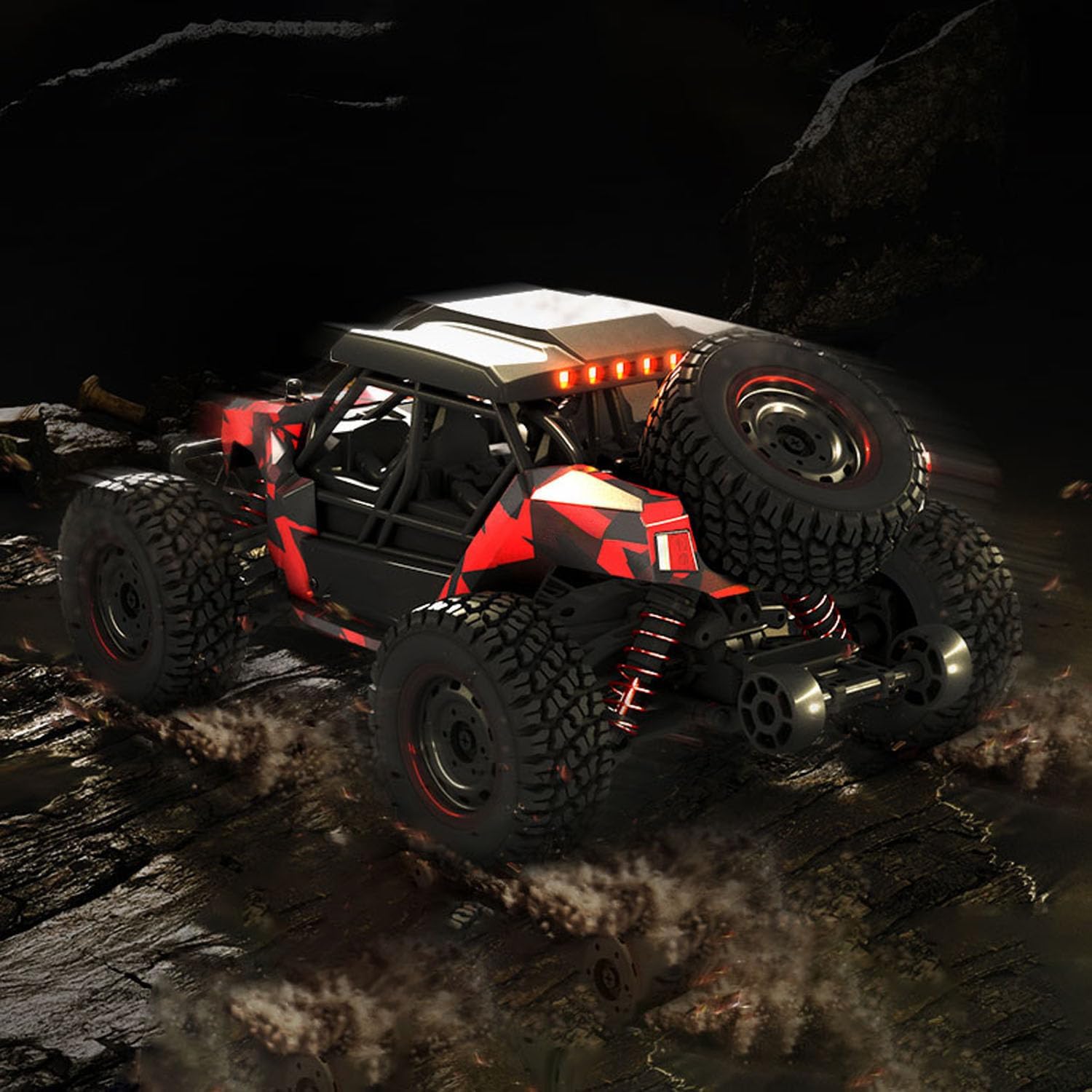 US in Stock, Scy 16106 1/16 Remote Control Off-Road Car AWD Rc Electric Desert Truck Light System Charging Protection Rc390 Motor 30A Esc Hobby Grade Model for Adult(Red)