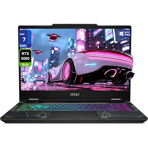 msi Cyborg 15 Gaming Laptop, Intel 7-240H, 32 GB DDR5 RAM, 1 TB PCIe SSD, 15.6" FHD (1920x1080) 144 Hz IPS Display, Nvidia G-Force RTX 5060, 4-Zone RGB Keyboard, W11 Pro, Translucent Black