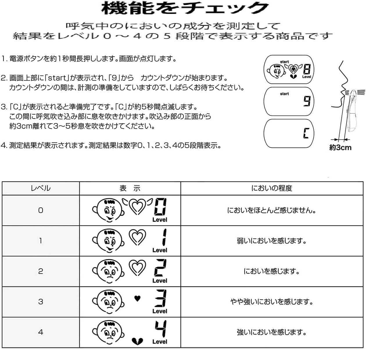 1695円 最高の品質 口臭分析器 ブレスアナライザー 口臭測定器 ニオイ検出器 口臭チェッカー 口臭モニタツール