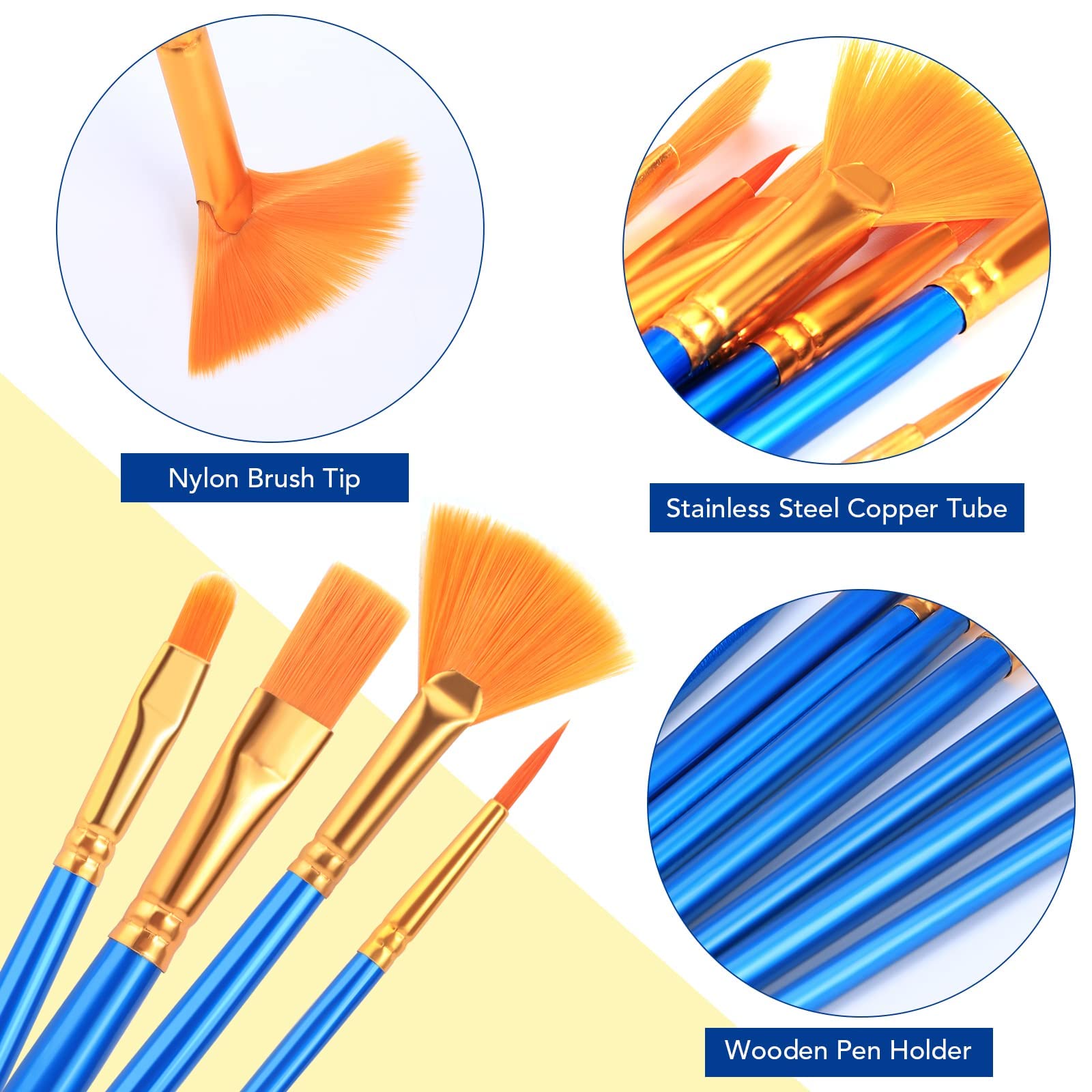 AROIC Juego de pinceles de pintura acrílica, 100 paquetes/1500 pinceles de nailon para pintar el pelo
