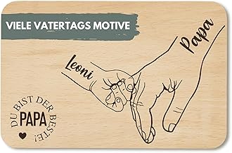 Breakfast Board Personalised with Desired Engraving Dad – Gift Father's Day – Ascension Day – Wooden Board Bester Papa (Papa + 1)
