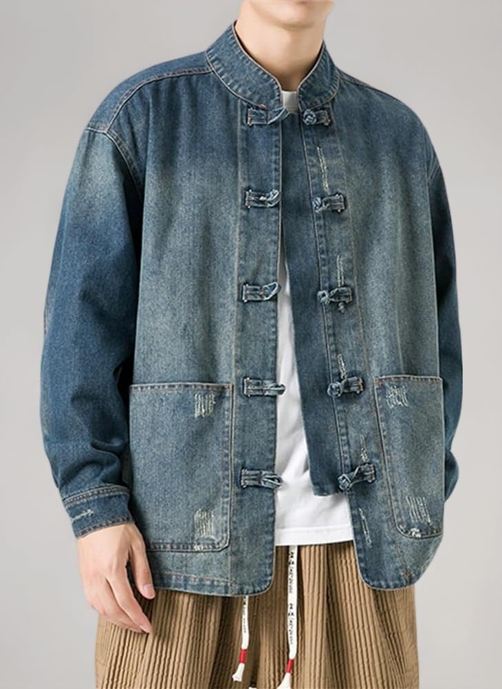 ザ グレートチャイナウォール 中国長城 SPORT JK デニムジャケット M Amazon | [ZHONGJUE] チャイナ服 デニム シャツ ジャケット 裏