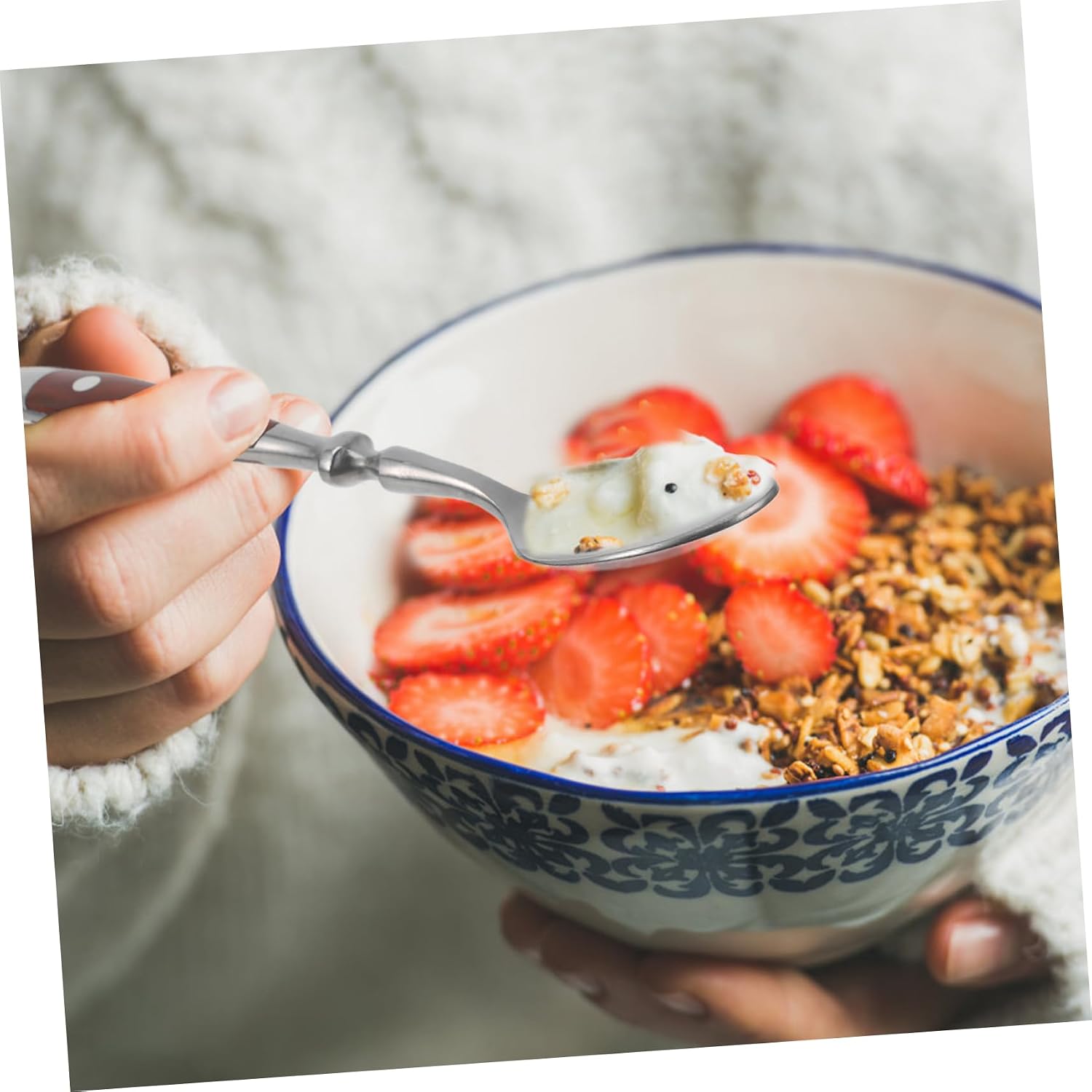 Healifty Stainless Steel Tea Spoon with Handle Stirring Spoon for Party and Everyday Use Easy to Clean and Comfortable Grip