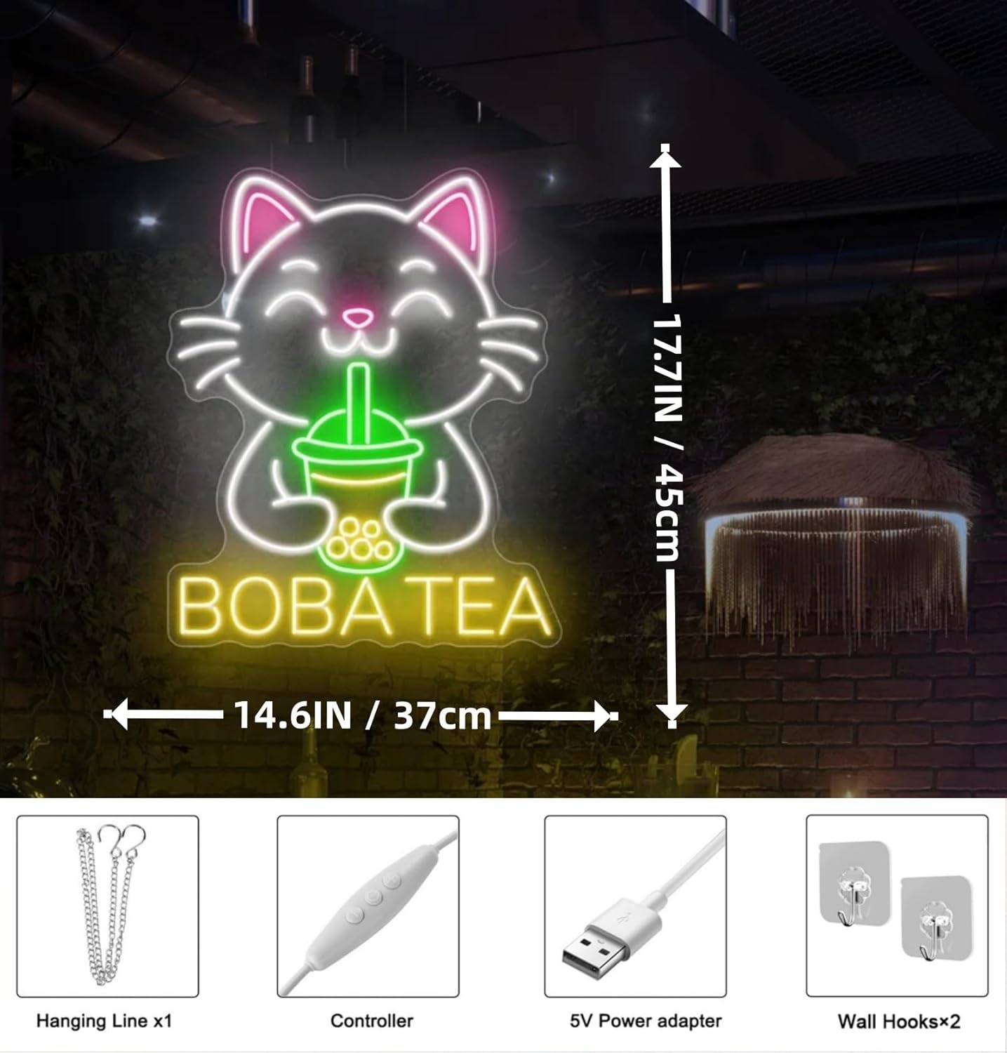 Cat Boba Tea Neon Sign Bubble Tea Neon Lights Milk Tea Led Sign Drinks Coffee Bar Shop Wall Decor Art Personalized Restaurant Welcome, Coffee Dessert Shop Bubble Boba Tea Party Office
