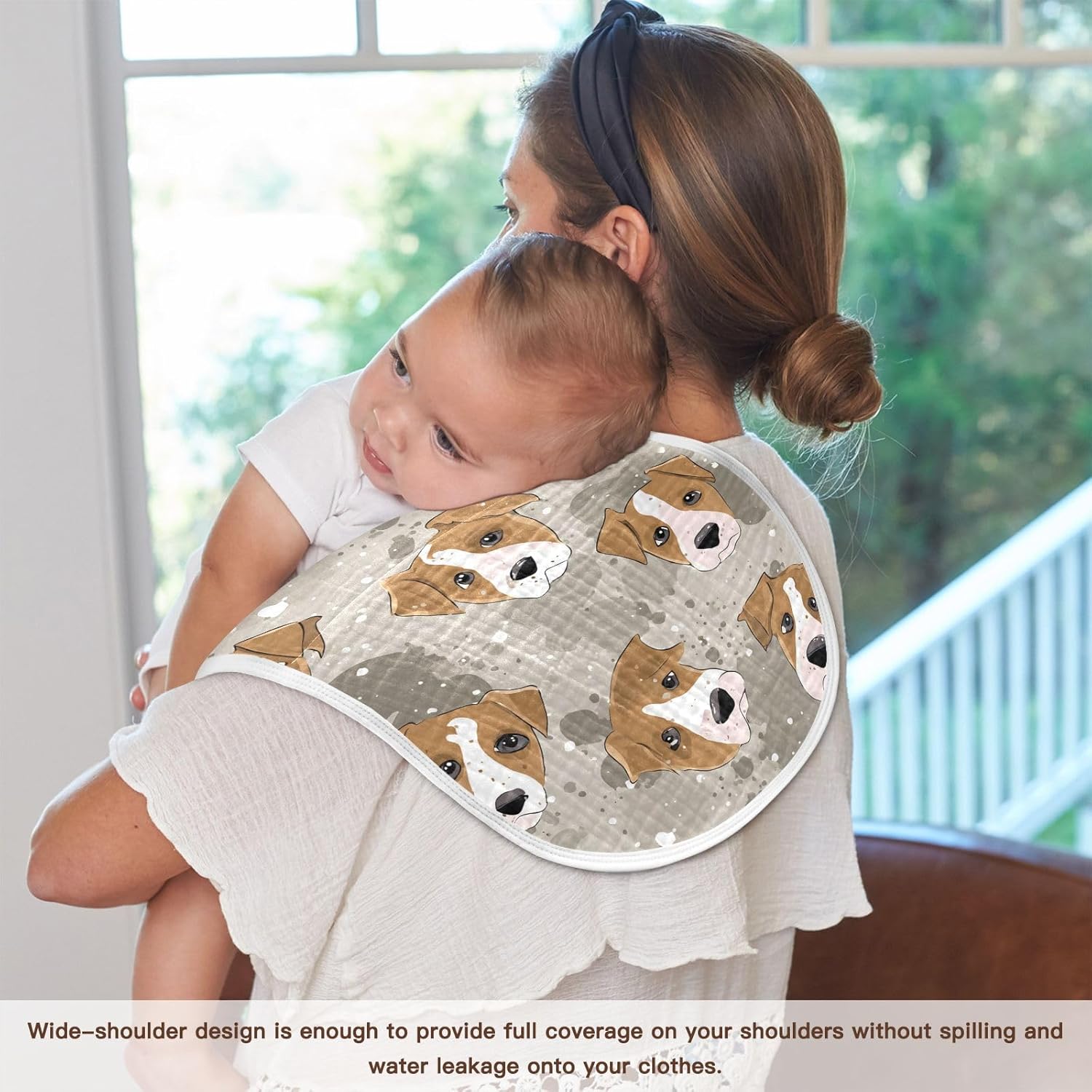 Cute Brown Dogs Pattern Art Baby Burp Cloths -4Pcs Soft Absorbent Muslin Washcloths Bibs Face Towel for Newborn Boys Girls 22 x 11 Inch