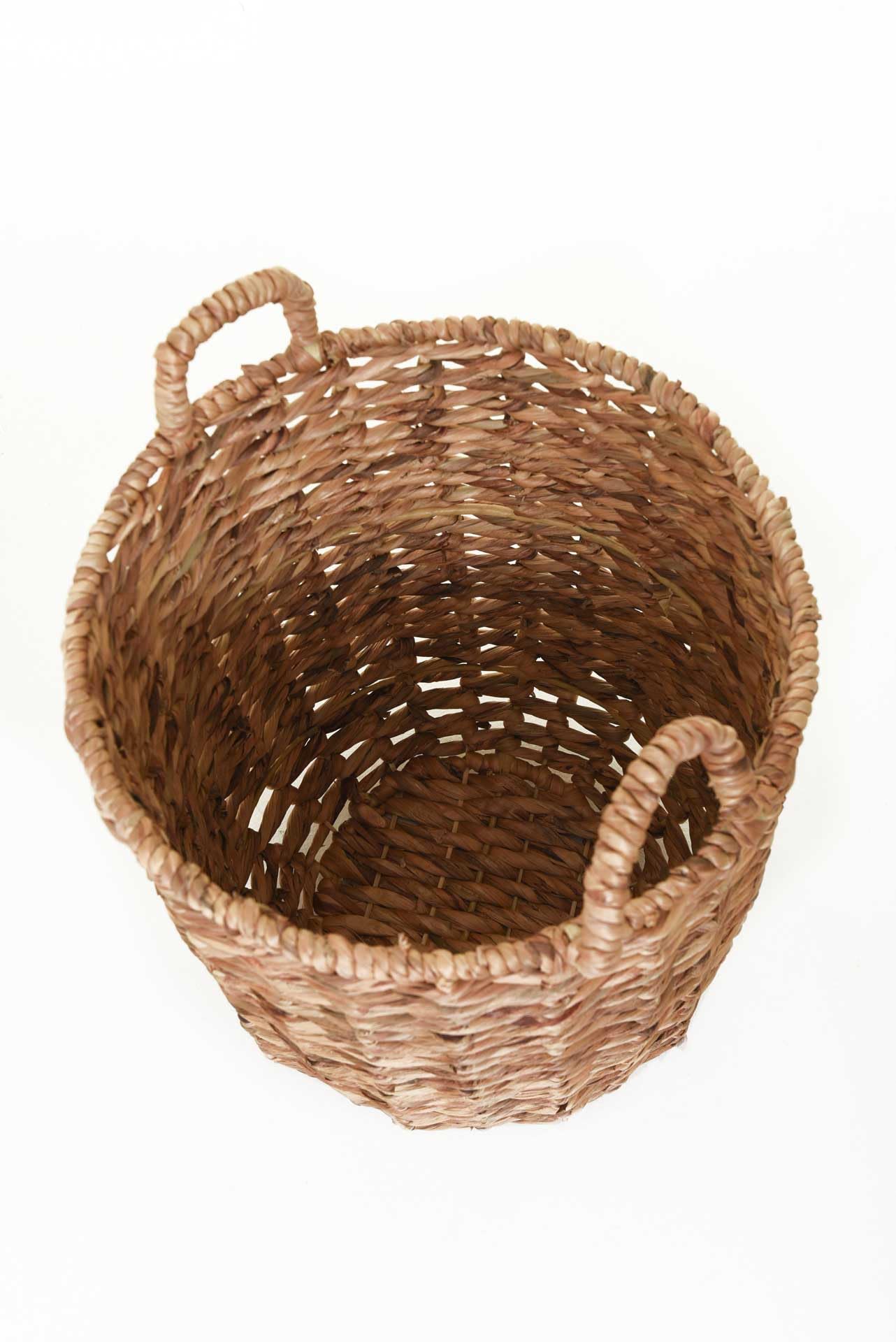 VIVANNO Dekokorb Natur BACINO Wasserhyazinthe Korb mit Griffen 45x50 cm | Vielseitiger Aufbewahrungskorb für Decken oder Magazine, geflochtener Wäschekorb aus Naturmaterial für den Innenbereich