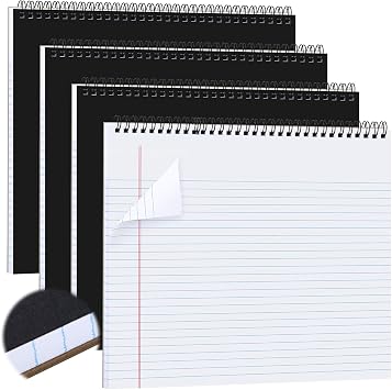 MotiMind 4 Pack Landscape Notebook Top Spiral Bound 11 x 9.5 Inch College Ruled Legal Pads Horizontal Notepad with Hole Punched Pages for Office School Meeting Project Notes Daily Use, White