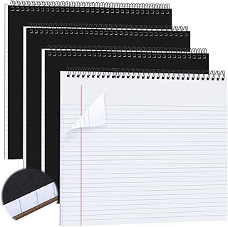 4 Pcs Legal Pads Landscape Notebooks Hole Punched Top Spiral Bound Notebooks 11 x 9.5 Inch College Ruled Drawing Notepad Tear Line for Removal 50 Sheet Office Steno Book(White)