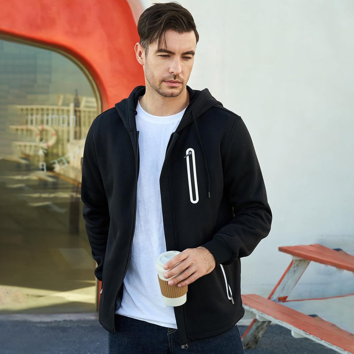 LBL Leading the Better Life Men's Zip Up Hoodie Long Sleeve Fleece Hooded Sweatshirt with Zipper Pockets - Image 2