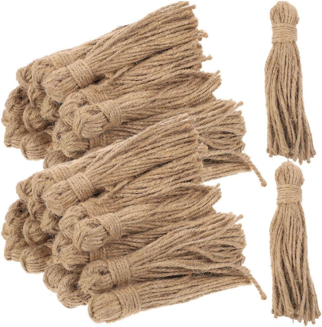 30pcs Jute Tassels for Crafts with Wood Beads, Natural Jute Rope for Garland Projects, Rustic Boho Style Decoration, for Festive Ambiance and DIY Home Decor