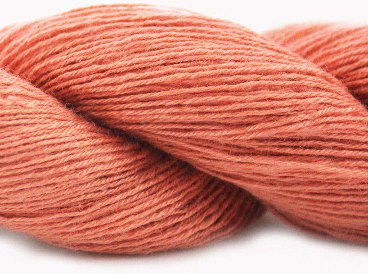 Lotus Yarns Swan Lake Lace Weight 50% Cashmere 40% Fine Wool 10% Angora Blended Hand Knitting Yarns for Comfortable Baby and Adult Clothing for Fashion Garment Baby Clothe (22-Coral)