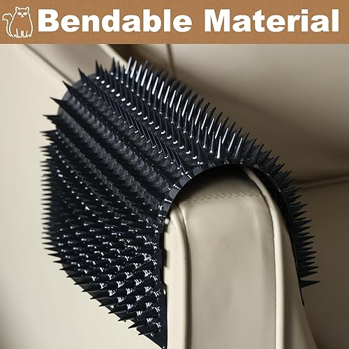 Miniatura 10 de Paquete de 10 alfombrillas de protección contra gatos de 13 x 16 pulgadas, para interiores y exteriores, valla repelente de gatos humanitaria