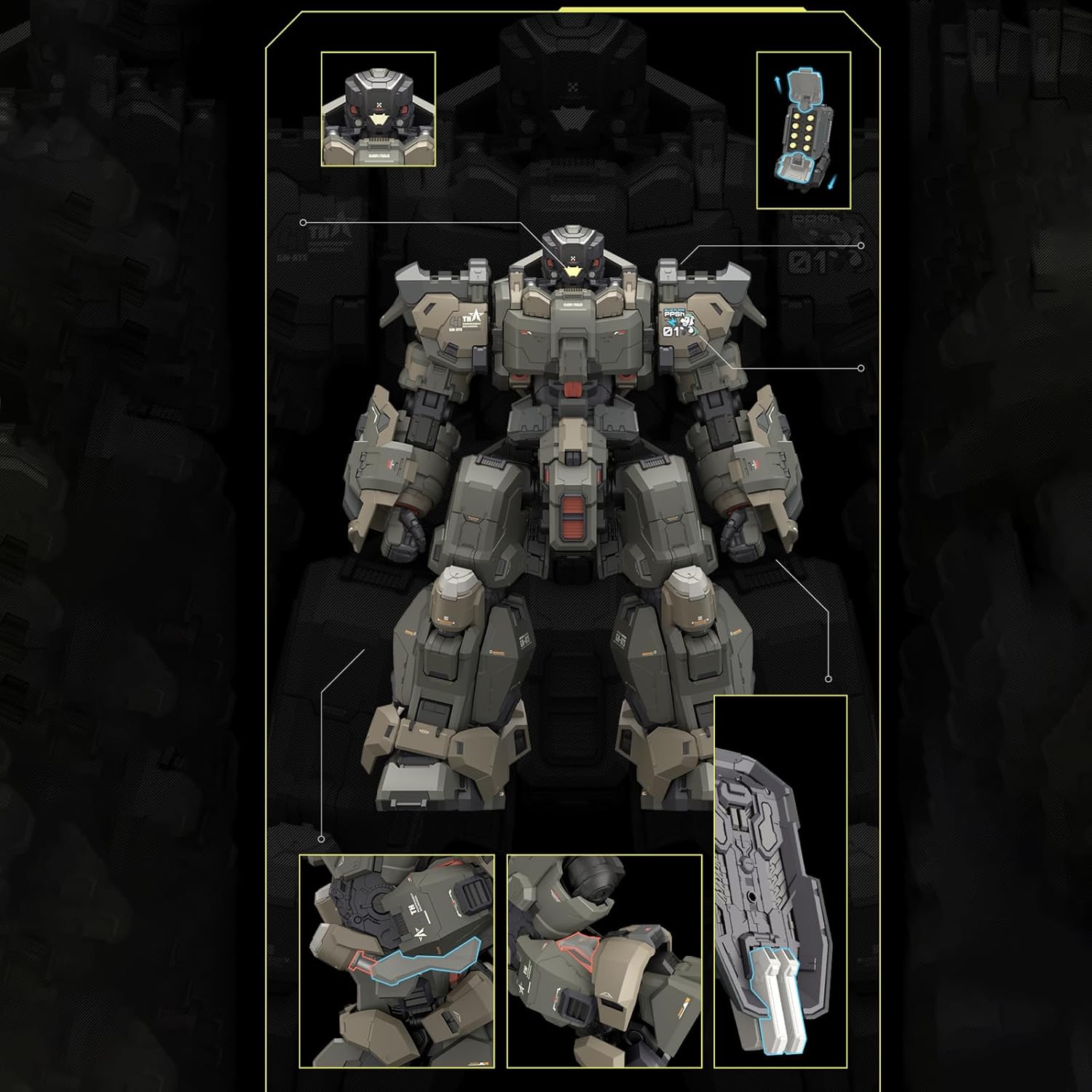 Pipigirl Moshow Mecha Assembly Free Mech Action Figure, Popsa Squadron Standard Type, Alloy Joints, 7.87 inch Collectible Mecha Action Figures Kits
