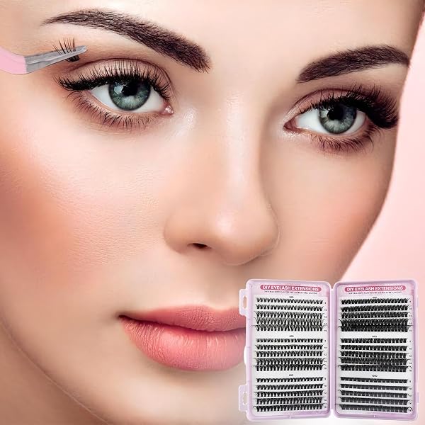 VEGCOO 570 Pezzi Ciglia Finte Ciuffetti, 30-40-50-60-80-100D Kit Extension Ciglia, Curl Ciglia Finte Ciuffetti 8-16mm, DIY Eyelash Extension Kit con Accessori - 5