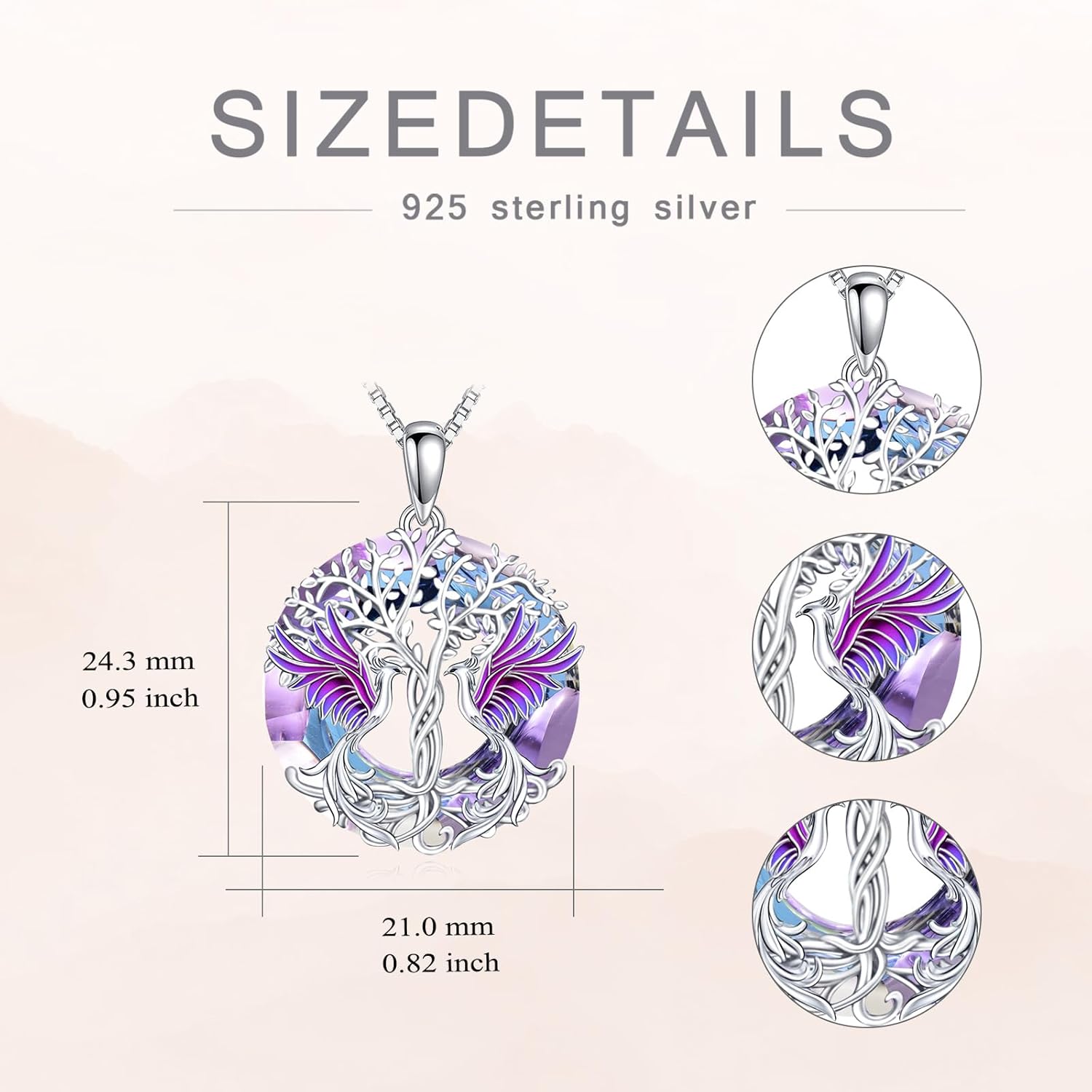 POPKIMI Phoenix Necklace 925 Sterling Silver Crystal Nirvana of Phoenix Rising Jewelry Christmas Birthday Gifts for Women - Image 5