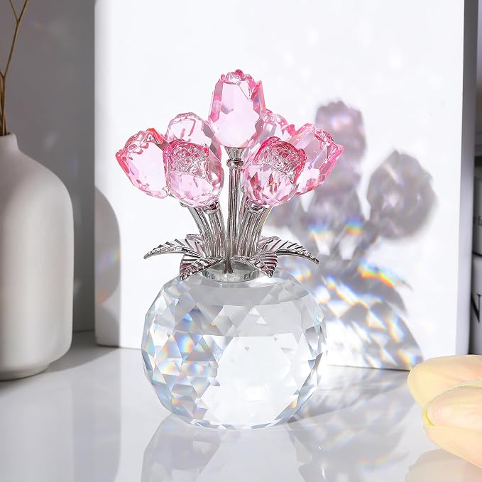 Figura Decorativa Arikyrist Ramo de Rosas Rosa en Cristal miniatura 2