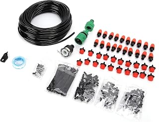 SNOQ Kit de irrigação por gotejamento, kit de irrigação de jardim, plástico de qualidade, boa durabilidade, economia de água para resfriamento para umidificação para irrigação