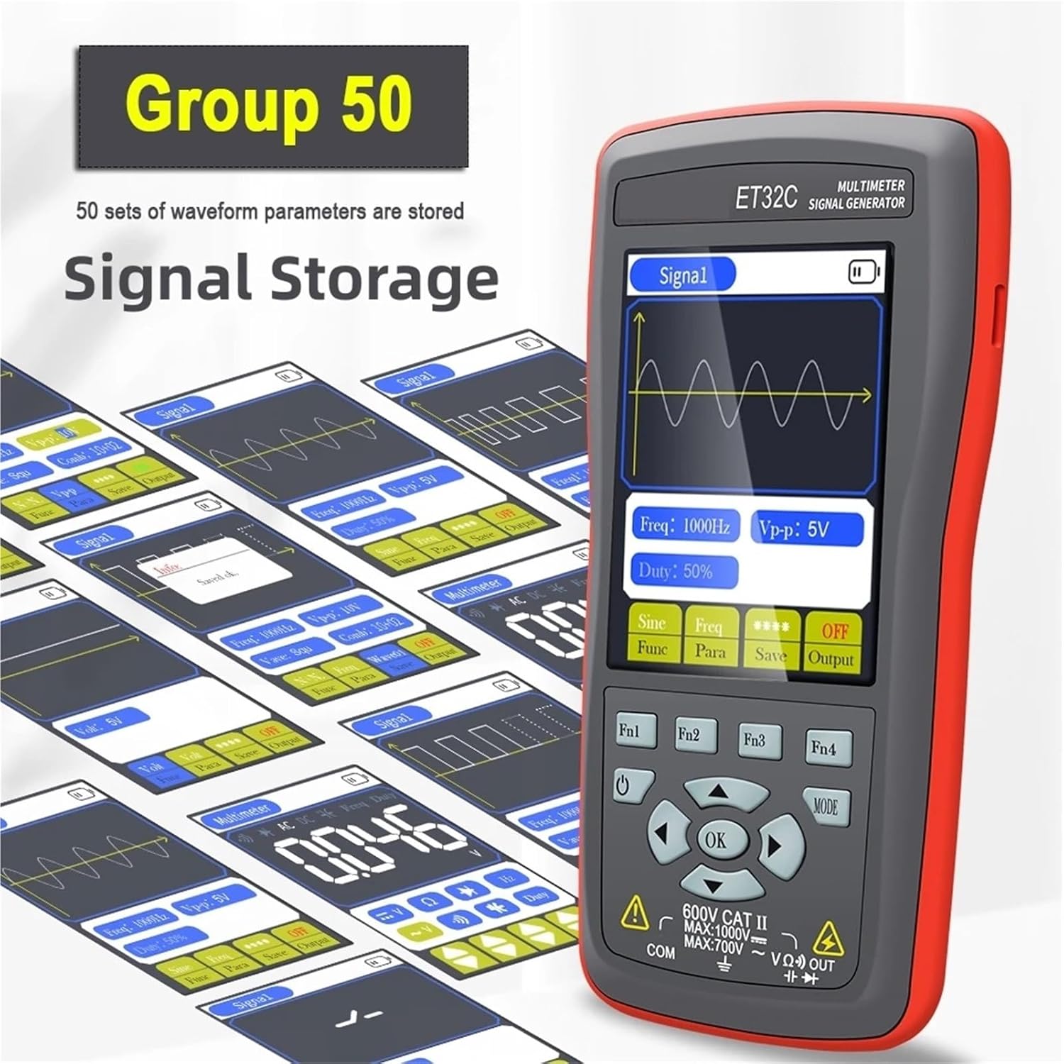 ET32C Automotive Signal Generator Multimeter Car Signal Simulator Duty Voltage Hz Ohm Capacitor Ignition Coil Test