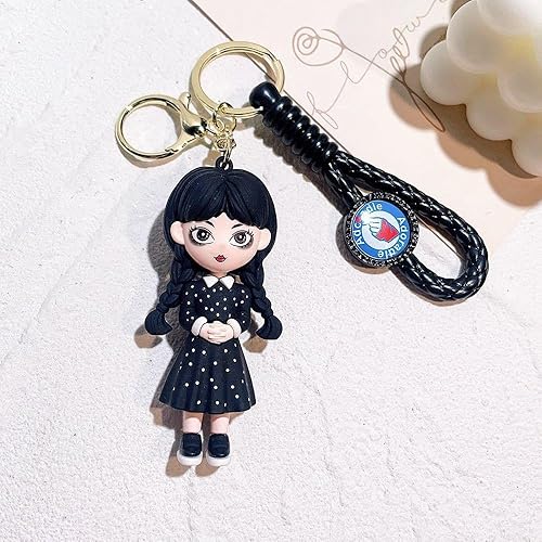 Miniatura 8 de Muñecas Addams de 11.5 pulgadas con labio de vino y puntos de manga larga, regalo ideal de cumpleaños de Navidad para niños y fanáticos (D)