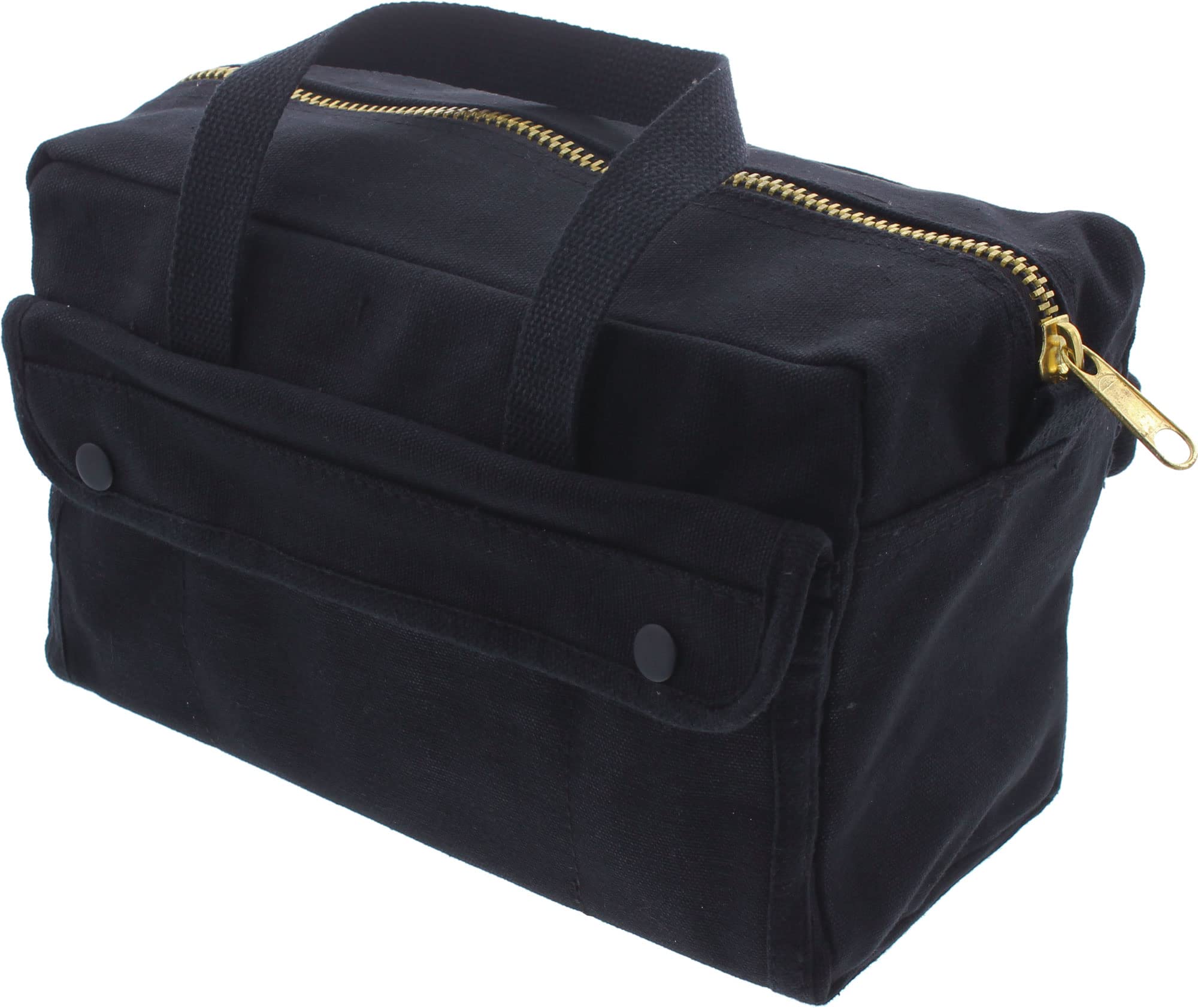 Heavy Duty Small Tool Bag Tactical Cotton Canvas Mechanics Bag, 11" x 7" x 6", Black - Brass Zipper