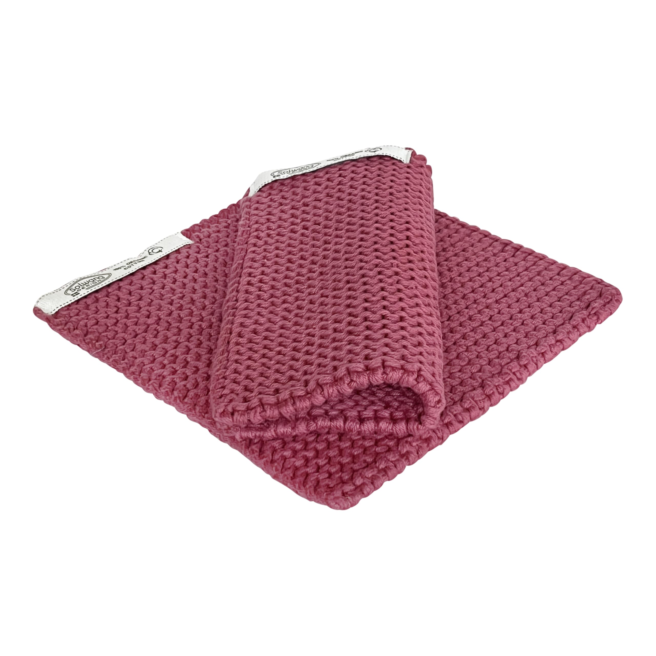 Dänische gestrickte Topflappen/heiße Pads aus dicker 100% zertifizierter Bio-Baumwolle, dänisches Design, hergestellt in Indien (Dk Antique Rose Bio)