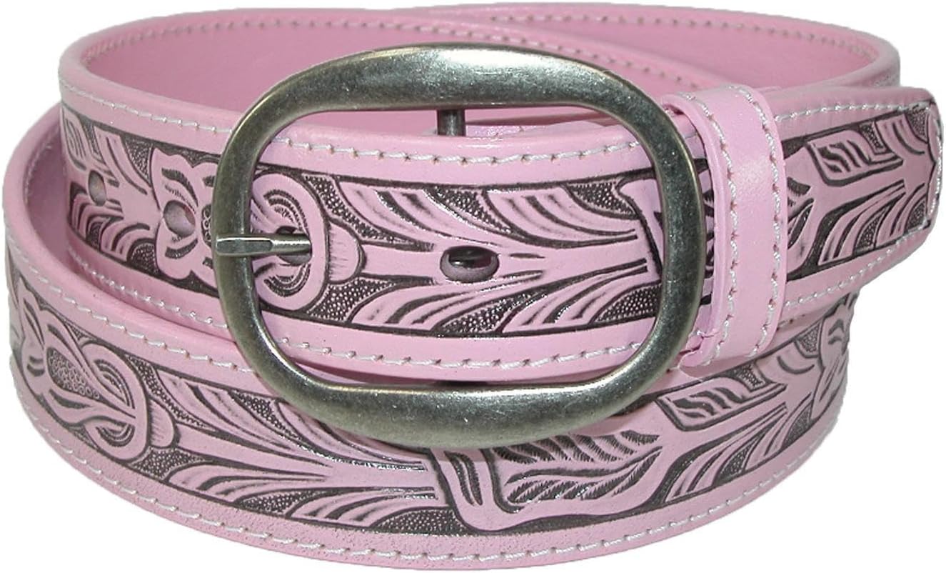 CTM Leather Western Embossed Belt with Removable Buckle