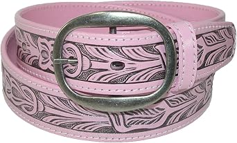 CTM Leather Western Embossed Belt with Removable Buckle