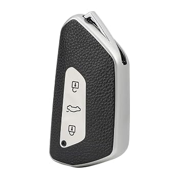 JVCV® Premium Soft TPU Leather Pattern Key Cover Compatible with Skoda Octavia & Kodiaq - Stylish Durable Protector (Silver)