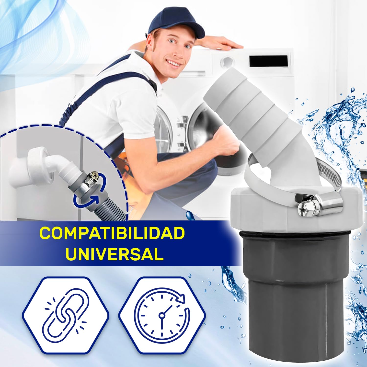 Anguera Lavadora 1.5 Tubo Desague Lavadora Extensión De Anguera De