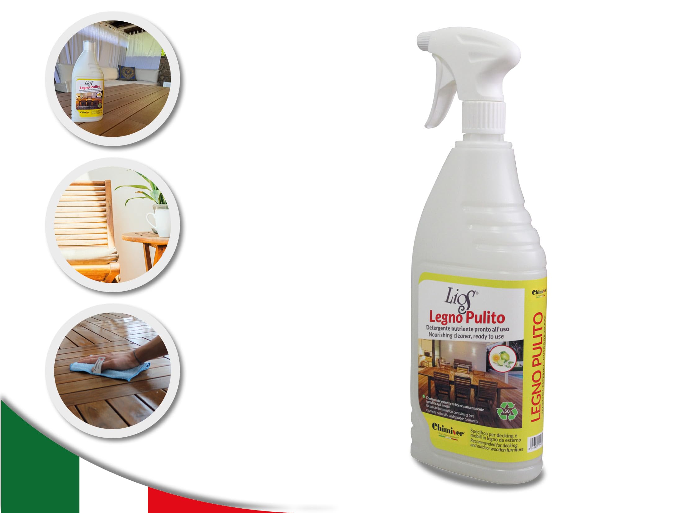 Chimiver Lios Legno Pulito Detergente Legno Esterno e Decking Pronto all’Uso