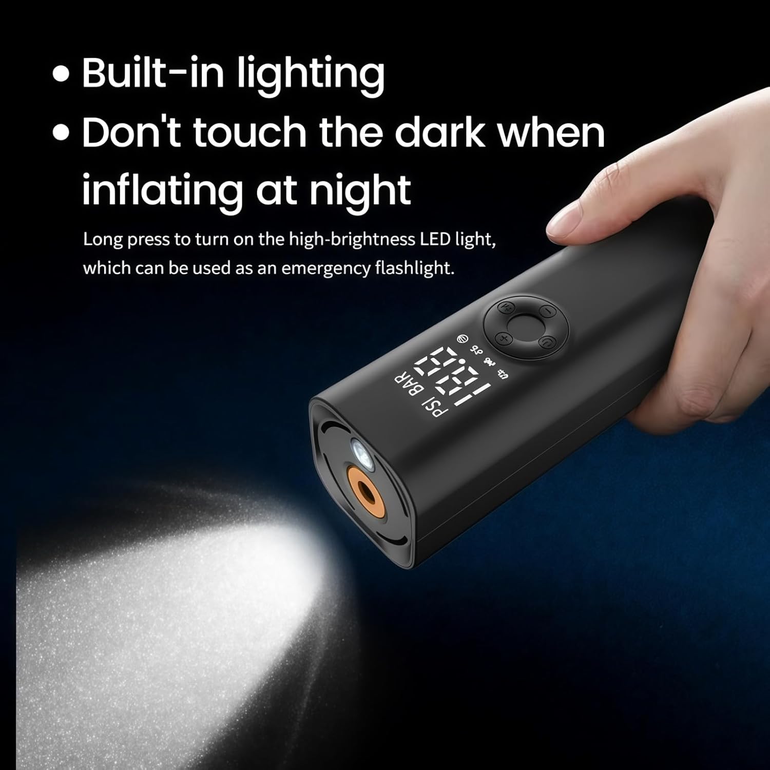 Mini Tire Inflator Portable Air Compressor, 150PSI 12V DC Corded Car Tire Pump, Batteryless Electric Air Pump with Digital Pressure Gauge, Auto Shut-Off, LED Light for Car, Motorcycle, Bicycle
