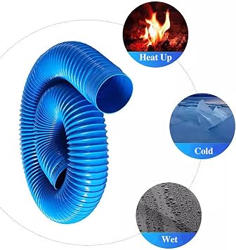 Fume Extractor Fan Duct Pipe Ventilation Tubing, Flexible Ducting Dryer Vent Hose HVAC Exhaust, Bellows Flex Tube for Factory, Kitchen Hood Vent Duct(1.5 m(5ft),D 110mm(4 3/8))