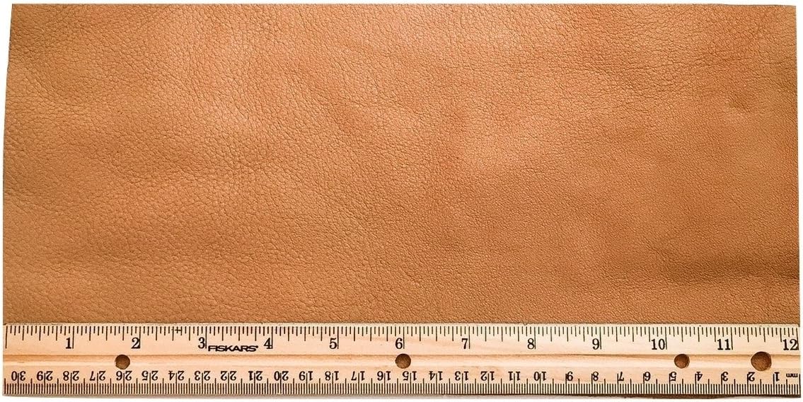 Upholstery Leather Piece Cowhide Lt Brown Lt Wt 1/2 Sf