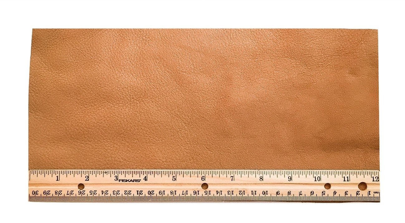 Upholstery Leather Piece Cowhide Lt Brown Lt Wt 1/2 Sf