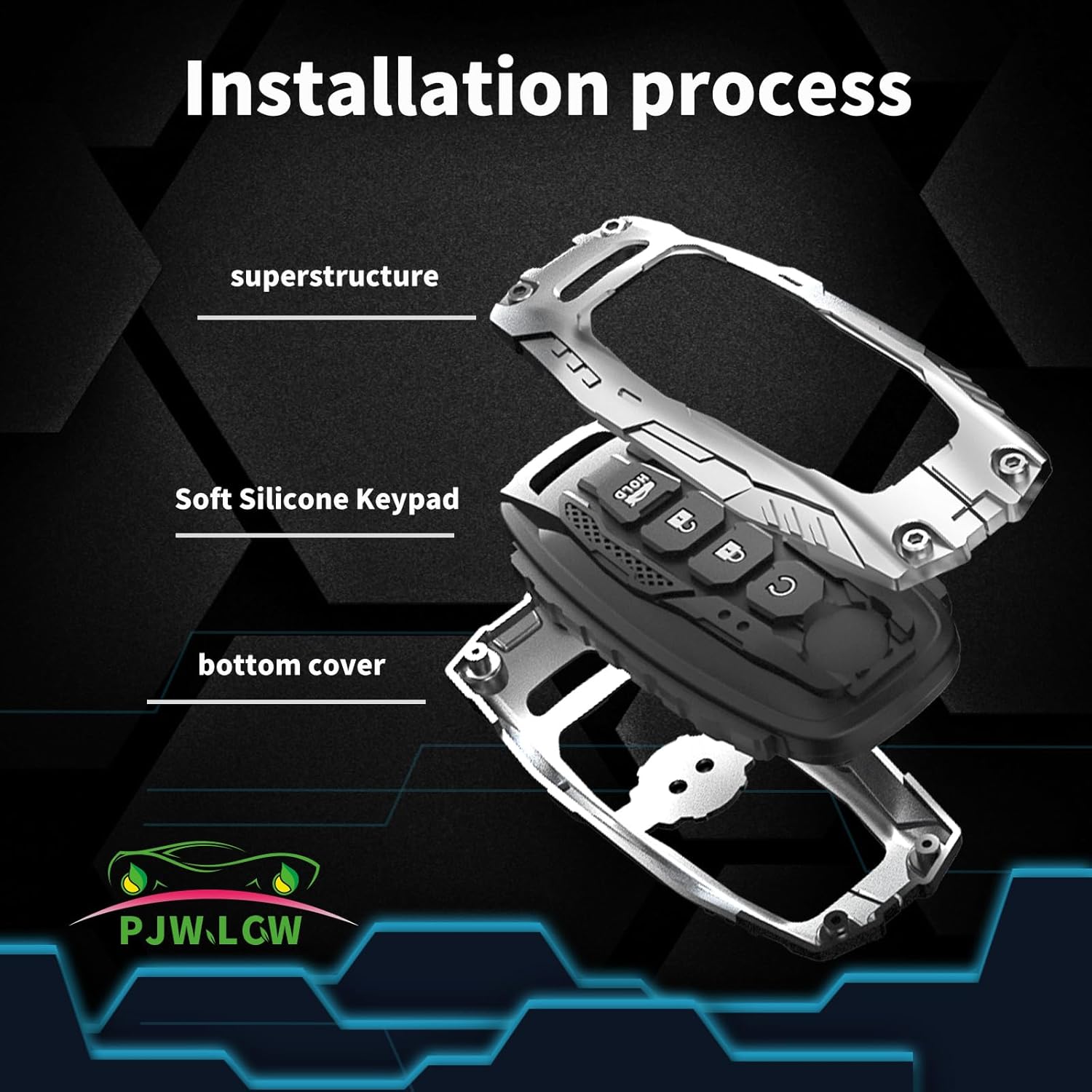 Heavy Metal Key Fob Cover Protector, Compatible with Nissan Infiniti 5 Buttons Keychain Accessories