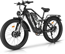PHILODO Electric Bike for Adults, Dual Motor 3000W Peak Fat Tire Ebike Dual Battery Electric Bicycles 46AH with Full Suspension 26inch Dirt Bike for Off-Road Mountain Snow 100 Miles