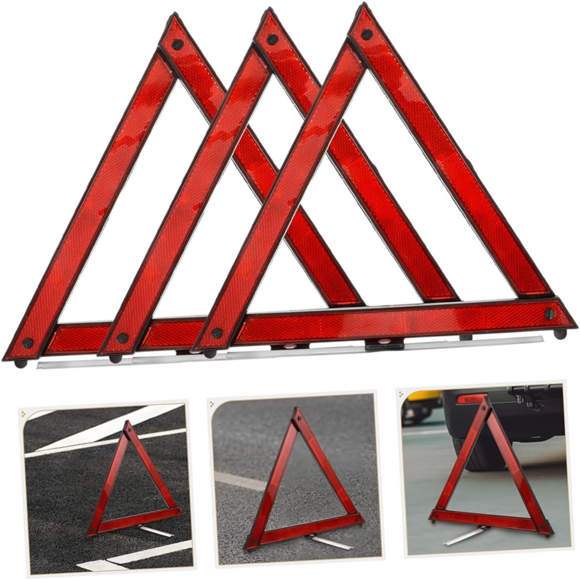 Alipis 4pcs Emergency Triangle Reflector Safety Reflective Road Triangles for Vehicles Roadside Alert