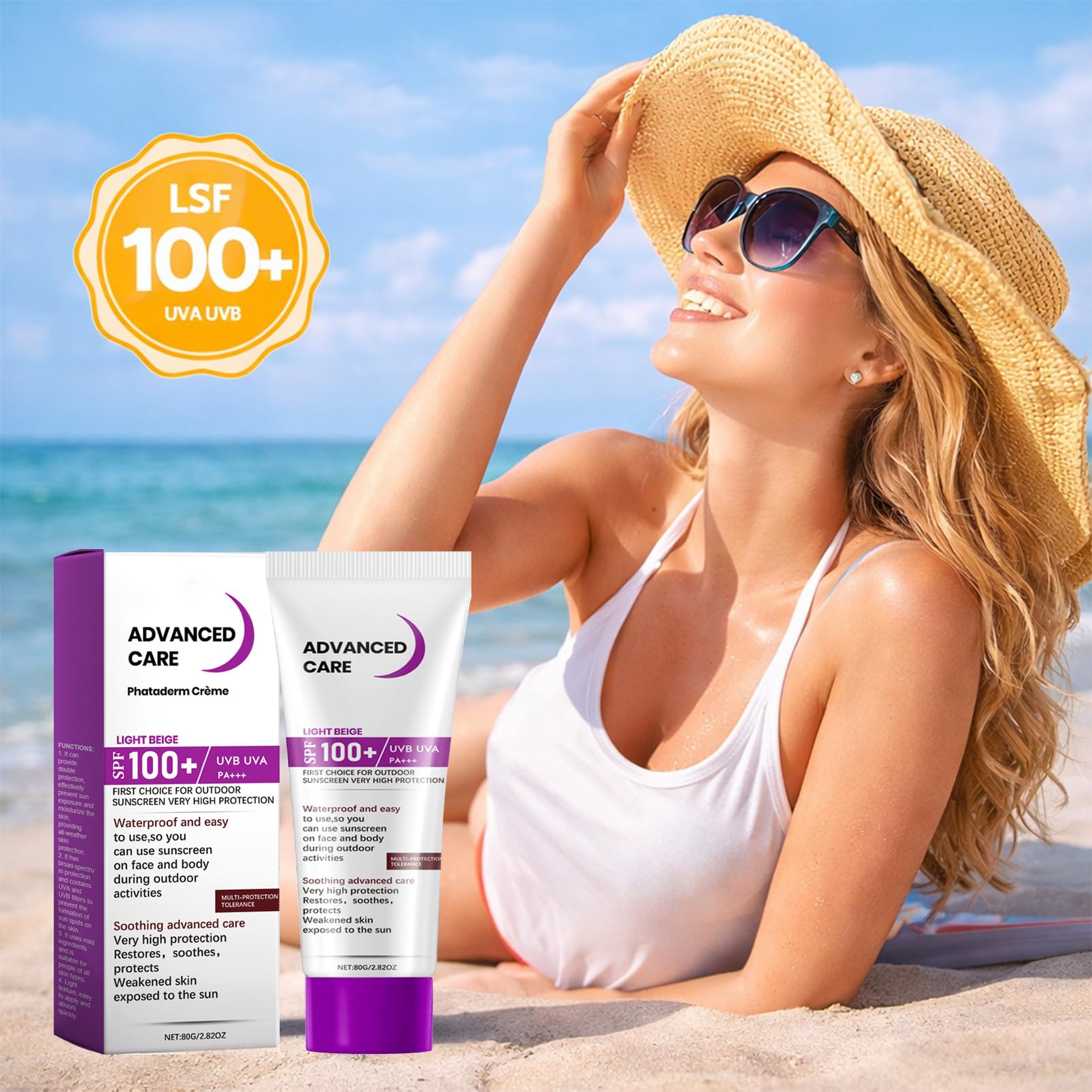 Krem przeciwsłoneczny SPF 100 – SPF 100 – ochrona przed słońcem do ciała i twarzy, silny krem przeciwsłoneczny – ochrona przed starzeniem się, ochrona przed promieniowaniem UV, nie tłuści, nawilżający